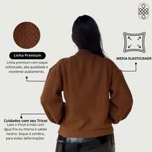 Knitted Winter Blouse With Crochet Detail - Lucky Blogger - 駝色 - 查看 3