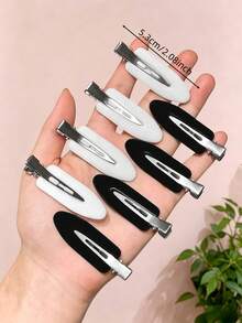 2/10/20pcs/Set Basic Black And White Combination, Classic Black And White Color Scheme, Paired With Hair Ties And Seamless Water Drop Clips, Classic And Practical - Suitable For Girls And Women, Perfect For Daily Outings, Vacations, Gatherings, Dates, Graduation Season, And School,Hair Claws - Multicolor - View 10