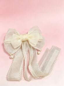 Kẹp tóc nơ organza lấp lánh phong cách tiên nữ Hàn Quốc, phụ kiện tóc cài sau đầu phong cách rừng ngọt ngào thanh lịch - Nhiều màu - Xem 12