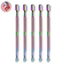 LUSLUKING 10pcs Stainless Steel Double-Ended Cuticle Pusher/Trimmer, Professional Durable Nail Care Tools For Fingernails And Toenails - Multicolor - View 2