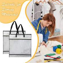 Paquete de 2 bolsas de 16.5 x 17 pulgadas portafolios para obras de arte estuche de almacenamiento de pósteres con cierre y asa de malla para almacenamiento de carteles álbum de recortes - Blanco/ negro - Ver 8