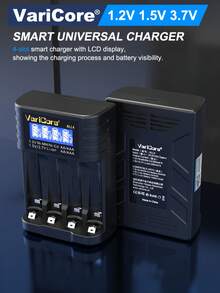 1個 PD 20W LCD 通用快速電池充電器，具備專業放電容量測試功能與容量顯示，18650 電池充電器，兼容 3.7V 鋰電池及 1.2V Ni-MH Ni-Cd AA AAA 電池 - 黑色 - 查看 7