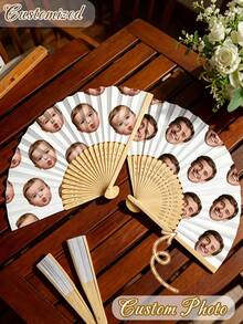 Personalized Custom Face Hand Fan, Foldable Bamboo Fan With Custom Photo, Custom Bridesmaid Photo Hand Fan, Custom Photo Folding Fan For Bridal Shower - Multicolor - View 7