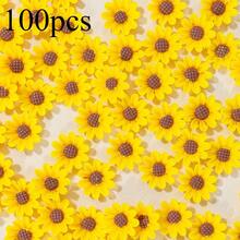 50/100 piezas Adornos de resina con forma de girasol - Adornos de flores de resina adecuados para pinzas para el cabello, fundas de teléfono, zapatos, bolsos y varios proyectos de manualidades DIY. - Amarillo - Ver 11
