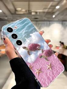 1件裝高級幸運粉色海灘海龜海星波浪軟保護手機殼，適用於 Honor Galaxy A04e/12/A13/A14/A34/A50/A52/A53/A54/S21/S22/S23/S24/S25/S25Ultra/S25FE/S26/S26 PLUS/S26 ULTRA/S26 EDGE/ 6A/7A/8A/ 12T/13T/15T/15 TPRO，[國際版而非本地版] - 無色 - 查看 6