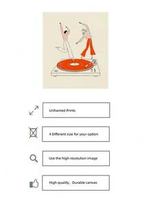 1pc Frameless Minimalist Two Dancers On Record Player Art Print, Vintage Vinyl Wall Decor For Bedroom, Dorm, Back To School, Funky Posters, Gift - Record Player - View 5
