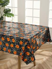 Mantel decorativo de Halloween, con huellas de manos ensangrentadas, telarañas, calabazas, patrones de calaveras, adecuado para decoración de fiestas de miedo, bromas, decoraciones de Halloween, montaje de escenas de Halloween, decoración del hogar de Halloween, decoración de casas embrujadas, creación de atmósfera de eventos de Halloween, suministros decorativos perfectos para Halloween - Talla única - Ver 8