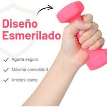 Mancuernas Fitness de Neopreno Hexagonales, Juego de Mancuerna, Pesas Para Ejercicio En Casa, Neopreno Recubierto Mancuernas, Mango de Acero Moleteado Mancuernas - Rosa + 2KG/4.4LB - Ver 5