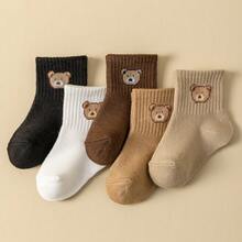 10 pares de calcetines de media caña para bebé y niño pequeño, con lindo patrón de oso, unicolor, cómodos - Multicolor - Ver 5