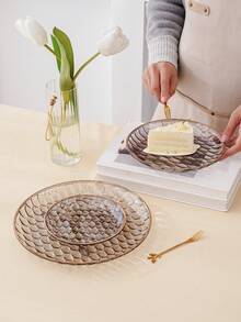 1pc Novelty Luxury Round Gold-Rimmed Multi-Purpose Storage Tray - Grey - View 5