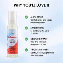 Setting Spray - Matte Finish, 16-Hour Long-Lasting Face Mist, Waterproof, Sweat-Resistant, No Smudging, Vegan Formula - Clear - View 3