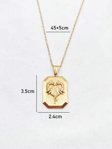 1pc Stainless Steel 18K Gold Plated Oil-Pressed 3D Portrait Dragon Pendant Necklace, Elegant Hip-Hop Personalized Necklace - Yellow Gold - View 6