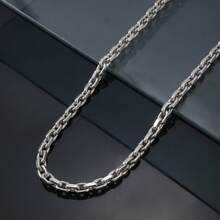 Classic Hip-Hop Stainless Steel Paperclip Silver Necklace, Suitable For Men And Women Daily Party Wear, Minimalist Street Jewelry - Silver - View 3