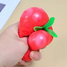 1pc Cute Strawberry Squeeze Stress Toys For Kids, Soft Fruit Shaped Squishy Fidget Toy, Toddlers Classroom Reward, Boys Girls Birthday Party Favor Novelty Sensory Play Gift - Multicolor - View 5