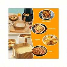 Disposable Air Fryer Paper Liners: 9 In Large Square Non Stick Parchment, Air Fryer Basket Liner For 8Qt - 12Qt Airfryer - Square Brown - View 3