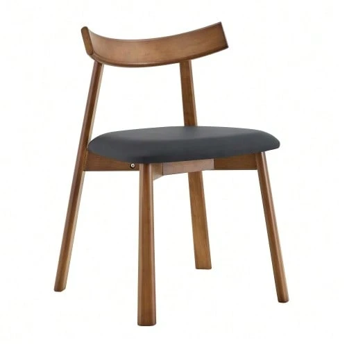 Set Of 2 Dining Chairs With Wooden Frames, Upholstered Kitchen Chairs With Ergonomic Backrests, Modern Wooden Chairs For Dining Room And Living Room, Chairs Only, Table Not Included - Black - View 1