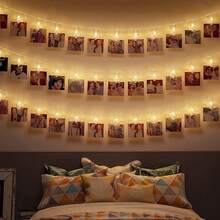 1pc Crystal Transparent Photo Clip String Lights, 10/20/30/40LED, Fairy Clip String Lights, Can Hang Photos, Battery Powered, Suitable For Couples Anniversary, Yard, Bedroom, Wedding, Birthday Party, Holiday Decoration (Batteries Not Included) - Yellow - View 12