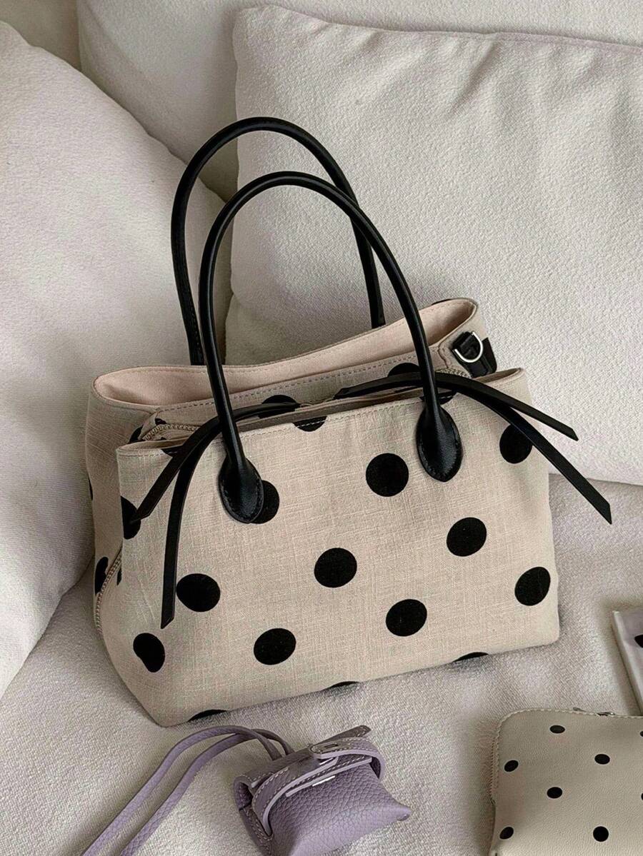 Bolso de lona de lino con 3 compartimentos, bolso tote de gran capacidad para ir al trabajo, bolso cubo de mano estilo nuevo 2026 - Beis - Ver 1