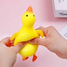 1pc Viral Duck Squishy Toy, Stress Relief Squeeze Toy Flour Ball Texture, Soft Flexible Touch Portable Relaxing Fidget, Creative Cartoon Design For Daily Leisure Office Desk Decor Bag Pendant, Ideal Gift For Holiday Birthday - 彩色 - 查看 4