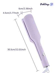 PinkSings 32mm 捲髮棒 波浪捲髮器，沙灘波浪捲髮棒，離子深波捲髮工具，陶瓷三筒設計，適合女性，雙電壓，防燙，易於使用 - 紫羅蘭色 - 查看 10