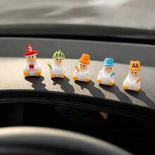 5pcs Cute Lucky Duck Car Interior Decor, Dashboard Rearview Mirror Ornament, Desktop Electric Vehicle Decoration - Lucky Duck - View 5