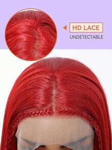 22 Inch 13*4 Lace Front Gray Gold Super Long Straight Hair Wig, Handmade Lace Front Design & Natural Parting, Comfortable And Durable Structure, Suitable For Hip-Hop Style, Cosplay, Bridal Occasions And Daily Wear, Best-Selling High-End Synthetic Lace Wig - Hot Pink - View 9