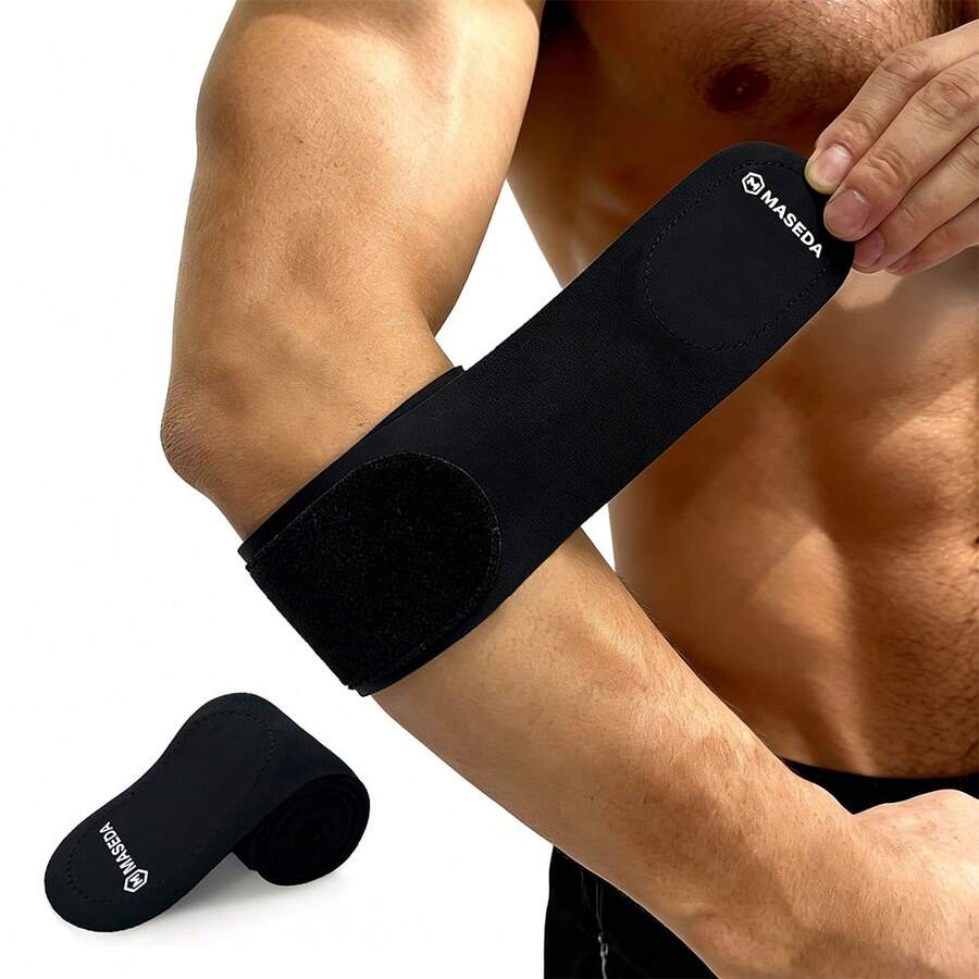 1pc Adjustable Elbow Support Strap, Unisex Tennis Elbow Compression Band, Provides Elbow Support - Black - View 1