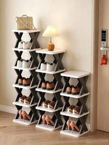 9/8/7/6/5/4/3/2 Tier Narrow Shoe Rack, New Upgraded Shoe Rack, Small Vertical Shoe Rack, Space-Saving DIY Freestanding Shoe Storage Organizer, Suitable For Entryway, Closet, Can Accommodate Size 42-43 Shoes, Easy To Assemble And Stable Structure, Black And White Color Scheme - Multicolor - View 1