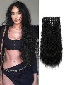 24 Zoll 6 Stücke/Set kleine lockige Haarextensions, Woll-Locken Clip-In Haarextensions, Mais-Locken Synthetikfaser Haarextensions, Synthetikfaser Haarextensions, Haarspangen, Haarspangen, geeignet für Frauen KDEV - Verschiedenfarbig - Übersicht 17