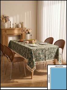1pc Green Grassland Tablecloth Green Jacquard Natural Tassel Dining Tablecloth Rectangular Coffee Table TV Cabinet Entryway Multi-Functional Cover Suitable For Holiday Gatherings Birthday Parties Wedding Banquets Dining Table Decoration Restaurant Living Room Decoration Office Coffee Table Mat Home Decoration Room Decoration All Seasons - Green - View 13
