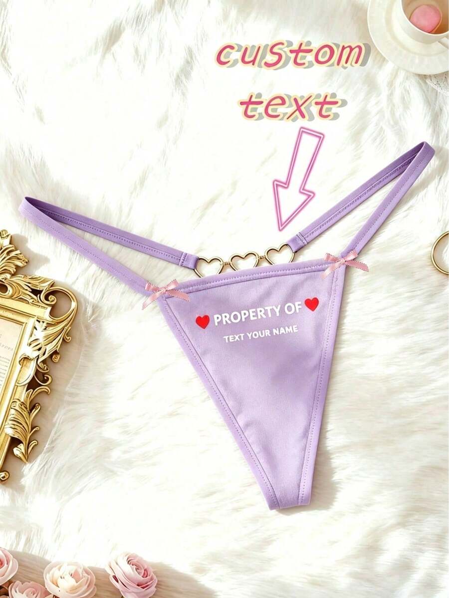 Women's Customized Letter Comfortable Black Panty Set, Face Customization, Pattern Customization, Panty Customized Face Pattern, Holiday Gift - Mauve Purple - View 1