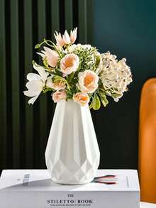 1pc Plastic Vase, Nordic White Plastic Vase, Unbreakable, Suitable For Tulip Flower Arrangement, Home Decor, Can Be Placed On Table, Bookshelf, Fireplace Mantel, Entryway, Dining Table Center, Decorative Room, Glass Vase - Multicolor - View 13