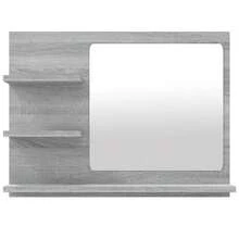 vidaXL Espejo de baño con 3 estantes, estante con espejo, espejo de pared, espejo de baño, mueble de baño, gris, 60x10,5x45cm, madera compuesta - Gris - Ver 7