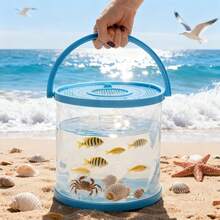 1個/2個 可折疊小型水族箱，便攜式塑膠魚缸附蓋，透明魚類運輸容器/釣魚桶，適用於釋放捕獲魚類、海邊旅行、湖泊郊遊、戶外活動 - 彩色 - 查看 6