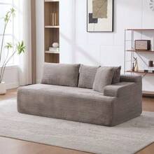 Modular Compression Sofa In Chenille Fabric, Filled With 30D High-Resilience Foam. Easy To Move And Featuring A Non-Slip Base, It Is Ideal For Living Rooms And Other Spaces. Ivory Color. - 灰色 - 查看 10