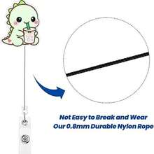TONAVIETO 1pc Drinking Milk Tea Dinosaur Badge Reel Acrylic Retractable Badge Holder Clip With Swivel Alligator Clip For Nurses Doctors Office Worker Social Worker - Dinosaur - View 4