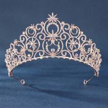 Corona de princesa con estrellas de diamantes de imitación, tocado nupcial de boda, fiesta de cumpleaños, graduación, baile de graduación, tiara de concurso de belleza - Multicolor - Ver 16