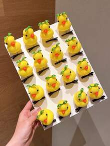 5/10/20pcs Cute Soft Plush Yellow Duck Hair Clips, Cartoon 3D Hair Accessories, Suitable For Girls, Hair Clips, Hair Pins, Head Accessories - Multicolor - View 2
