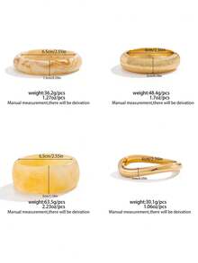 1pc/3pcs/4pcs/Set Bohemian Geometric Asymmetric Curved Striped Resin Bracelet, Luxury Casual Party Women Couple Wedding Holiday Versatile Jewelry Gift (Bracelet Material And Color Subject To Actual Product) - Bracelet - View 12