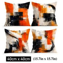 4pcs/1pc Orange & Black Ink Splatter Abstract Art Pattern Pillowcase Without Insert, Single-Sided Printed Pillowcase, Suitable For Living Room Bedroom Home Decor, All Seasons Pillowcase - Multicolor - View 13