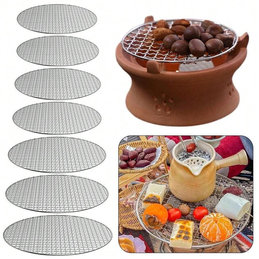 Rejillas de parrilla redondas reutilizables, rejilla para asar, red de cocción para barbacoa y BBQ, suministros de cocina, herramientas para picnic al aire libre - A - Ver 1