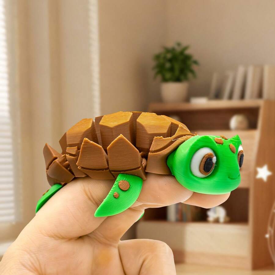 Cartoon Stress Relief Turtle 3D One-Piece Printed Toy Ornament, Exquisite Spotted Skin Texture, Multiple Poses, Home Entrance Soft Decoration, Auspicious Meaning Holiday Gift Craft, Children's Day Gift Holiday Souvenir - Multicolor - View 1
