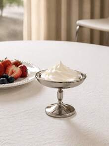 1 Pc Stainless Steel Dessert Cup, Minimalist Stainless Steel Dessert Cup With Whipped Cream – Modern Nordic Cute Mini Tabletop Decor,Ice Cream Cup,Candlestick,Goblet And Bowl, Afternoon Tea Pudding Cup Dessert Plate - Silver - View 11