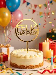 3件組西班牙風快樂生日壓克力蛋糕插牌，Happy Birthday PMMA蛋糕裝飾牌，蛋糕裝飾，烘焙裝飾，烘焙用品，廚房用品，適用於萬聖節、聖誕派對與慶祝裝飾 - styleN - 查看 2