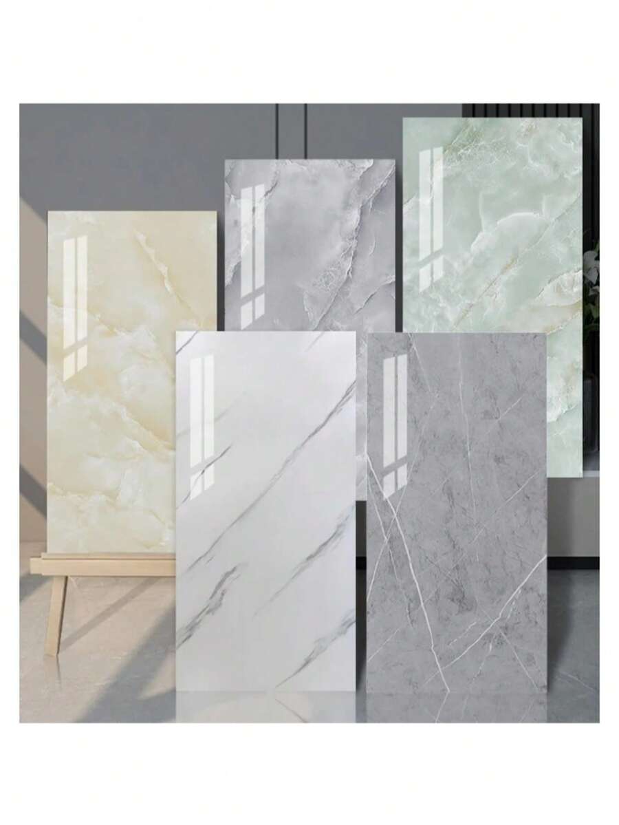 10pcs Self-Adhesive Marble Tiles Sticker Waterproof PVC Tile Wall Sticker Bathroom Livingroom Decor Imitation Ceramic Tile - Multicolor - View 1