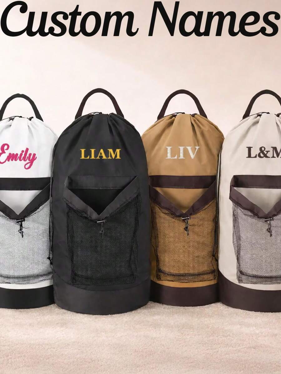 Mochila bolsa de lavandería con estampado de letra, bolsa de lavandería personalizada con inicial, mochila de lavandería para dormitorio universitario, regalo de graduación para estudiantes