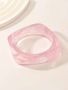 Juego de 3 pulseras de acrílico estilo océano rosa, adecuado para uso diario y vacaciones - Diamantes de imitación rosas - Ver 4