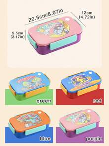 Caja de almacenamiento de alimentos de material PP, caja de almuerzo rectangular, juego de cajas de almuerzo con estampado de dibujos animados lindos, caja de almuerzo mini para estudiantes, caja de alimentos con utensilios - Multicolor - Ver 11