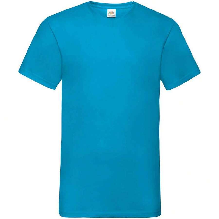 Fruit Of The Loom Mens Value V Neck T-Shirt - Azure - View 1