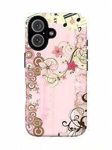 An Elegant Phone Case That Does Not Include A Lanyard Or Stand. This 2-In-1 Thick Case Features A Retro Floral Aesthetic – A Protective Cover With A Stylish Design Of Flowers, Musical Notes, And Butterflies. It Is Compatible With The Following Phones: 17, 17 Air, 16, 15, 14, 13, 12, 11, PRO, X, XS, PLUS, And Also S21/22/23/24/25 Ultra/FE+, NOTE20 Ultra, A71/56/55/54/53/52/36/34/26/25/23/16/15/14/13/06. A Thoughtful Birthday Gift For Girlfriends, Boyfriends, And Friends. - 彩色 - 查看 1
